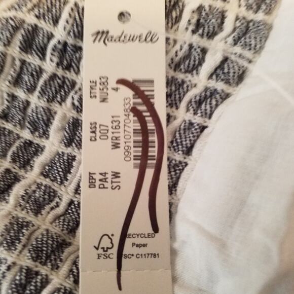 Madewell Pleated Wide-Leg Pinstripe Linen Jumpsuit Navy White Size 4 - Picture 6 of 8